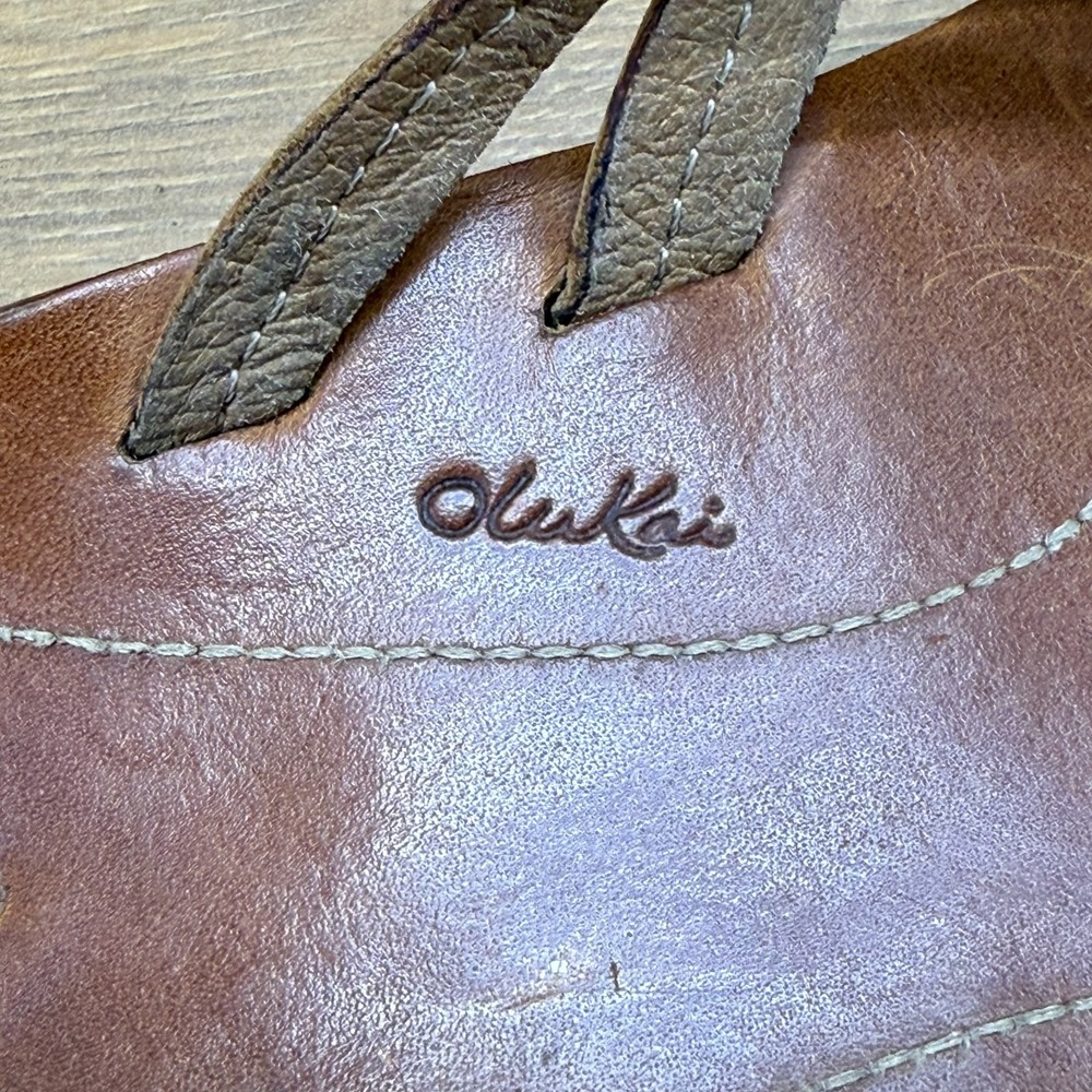 Olukai Kapehe Luana Flip Flops Womens 11 Cognac Leather Thong Sandals - Picture 10 of 10